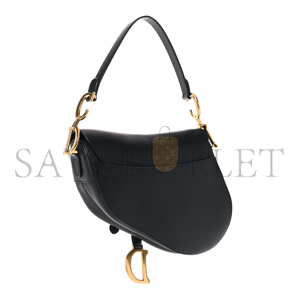 D*or grained calfskin saddle bag black (25*23*5cm)